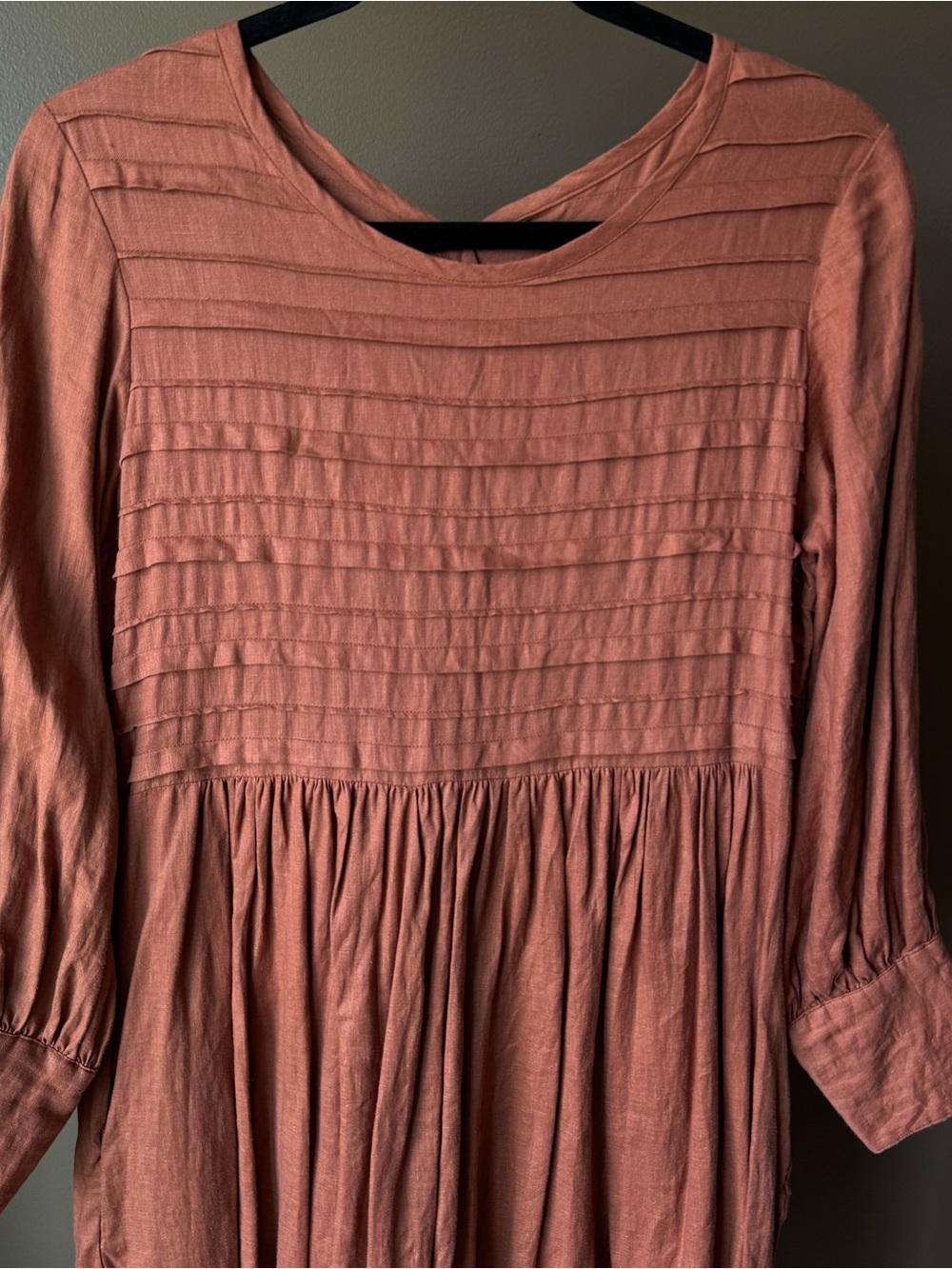 Linennaive Long Sleeve Pleated Maxi Linen Dress - Picture 8 of 10